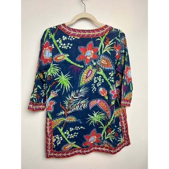 Gretchen Scott Designs Tropical Cotton Tunic Top Sz. S - Picture 3 of 4